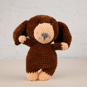 Brown Crochet Dog Amigurumi, Handmade Puppy Plush Toy, Cute Plushie Gift for Kids