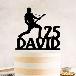 Guitarist Birthday Cake Topper, Guitar Cake Topper, Hard Rock Fan Birthday Gift, Musician Cake Topper, Rock Band Party, Musical Instrument