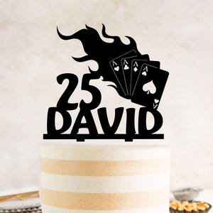 Adorno para tarta con temática de póker, adorno personalizado para tarta de casino, decoración para tarta de póker Texas Hold'em, adorno para tarta de cumpleaños, cumpleaños de jugador de póker