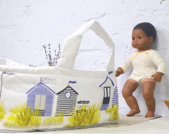 Dolls carry cot. Dolls carry basket. Doll cot. Doll carry bed. Doll carrier, fits Minikane doll 34-38 cm