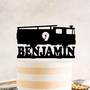 Fire Truck Birthday Cake Topper, Firefighter Cake Topper for Boy, Firefighter Birthday Supplies, Fire Engine Boy Birthday Party, Firetruck