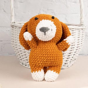 Light Brown Crochet Dog Amigurumi, Handmade Puppy Plush Toy, Cute Plushie Gift for Kids