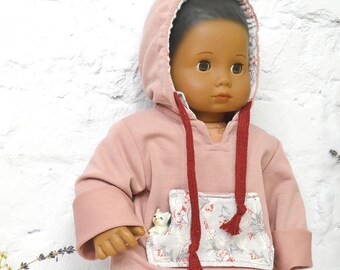 Doll Hoodie Dress: Oversized Sweater Tunic with Pocket for 15-18 Inch Dolls
