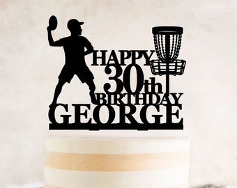 Disc Golf Cake Topper, Frisbee Birthday Cake Topper, Decorazione nome personalizzato Disc Golf, Festa di compleanno del giocatore di Disc Golf, Compleanno di Disc Golf