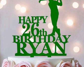 Golfing Cake Topper: Personalized Golfer Party Decoration