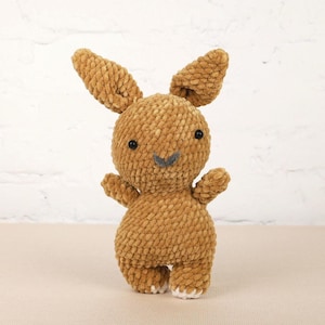 Beige Crochet Bunny Toy, Cute Bunny Plushie, Handmade Gift for Baby