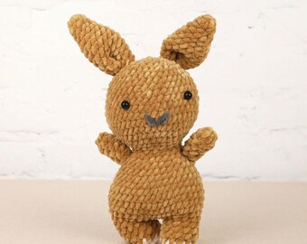 Beige Crochet Bunny Plushie, Handmade Baby Gift