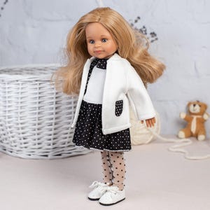 Paola Reina doll clothes. Dress, coat, tights for 32 cm Paola Reina Las Amigas doll. Paola Reina doll clothing. 12 inch doll clothes