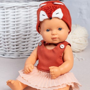 Minikane doll clothes, Paola Reina Gordi 34 cm outfit, Miniland doll clothes 13 inch - fox hat and dress