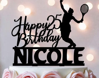 Custom Tennis Birthday Cake Topper: Personalized Name, Sports Party