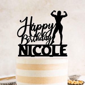 Female Fitness Cake Topper, Gym Cake Topper, Birthday Cake Topper, Bodybuilder Birthday, Workout Train Cake Topper, Fit Body Theme Topper