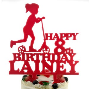 Scooter Cake Topper, Push Scooter Birthday Party Decor, Girls Birthday Cake Topper, Electric Scooter, Kids Cake Topper, 6th Birthday Topper