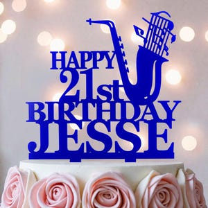 Saxophone Birthday Cake Topper: Musical Instrument Theme