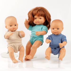 Miniland doll clothes. Minikane doll outfit. Cotton t-shirt and panties, 3 colors available. 38 cm doll outfit, 34 cm doll clothes