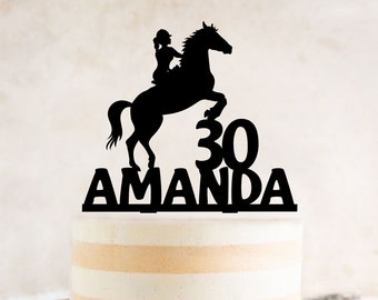 Cavallo che salta torta Topper, Topper torta di compleanno femminile, Topper torta cavallo, Compleanno Cowgirl, Decorazione torta equestre, Compleanno Rancher