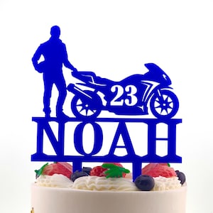 Motorcycle Birthday Cake Topper, Sport Motorbike Cake Topper, Motorcycle Cake Topper for Birthday Cakes, Personalized Moto Racer Cake Topper