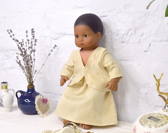 15 Inch Doll Outfit: Beige Satin Skirt & Jacket - Fits Minikane