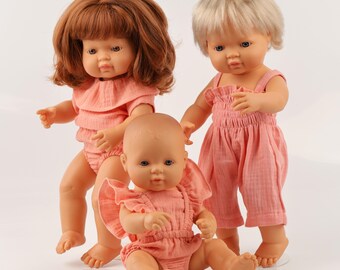 Coral Muslin Doll Clothes: Sunsuit Set for Minikane 13-15" Dolls