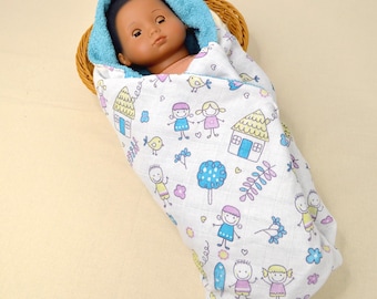 Doll hooded towel, bath towel poncho for baby doll, doll swimming accessories