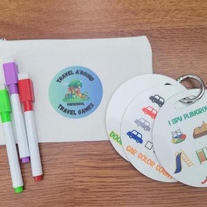 Reusable Preschool Travel Games Bundle: Dry-Erase Road Trip Activities,  Stocking Stuffer