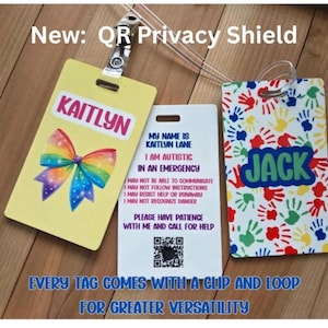 Custom Autism Emergency ID Tag: School Backpack Safety, Dynamic or Static QR Code