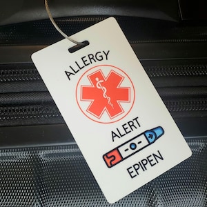 EPIPEN EMERGENCY TAG, Medical Alert Tag for School, Daycare & Camp Emergency Contact Information Tag, Backpack, Luggage
