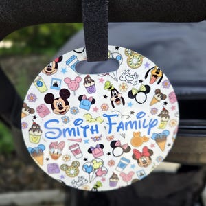 DISNEY STROLLER SIGN, that doubles as a bag tag.   Perfect for a day at a theme park or zoo.  Stroller spotter, Disney themed stroller tag