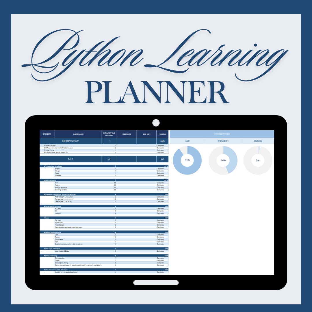 Python Learning Planner Guided Progress Tracker Programming Language ...