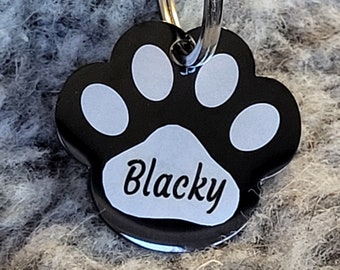 Hundemarke Pfote Personalisiert aus Edelstahl mit Lasergravur größe M 31,5x29mm