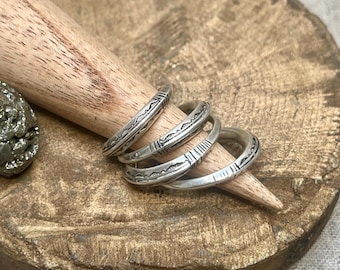 Anillo fino, plata maciza, artesanía tuareg, estilo étnico bohemio, original, talla 60, amazigh