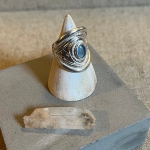 Long Silver Tuareg Style Ring, Antique Silver Wide Band Ring