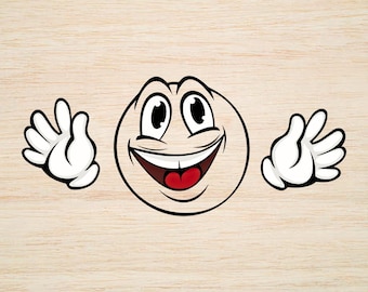 Cartoon Drippy Smiley Face Svg, Happy Emoji Clipart (Digital Download)