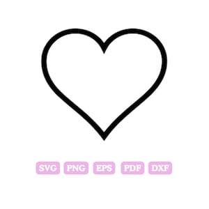 Disegno del contorno del CUORE, cuore semplice DOWNLOAD, cuore disegnato a mano, svg png dxf eps pdf Download digitale istantaneo, clipart cuore, vinile vettoriale.