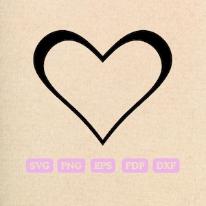 Disegno del contorno del CUORE, cuore semplice DOWNLOAD, cuore disegnato a mano, svg png dxf eps pdf Download digitale istantaneo, clipart cuore, vinile vettoriale.