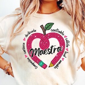 Maestra Shirt, Spanish Teacher Gift Shirts, Spanish Maestra T-Shirts, Teach Love Inspire Tee, Bilingual Teacher Tees, Language Teacher Shirt