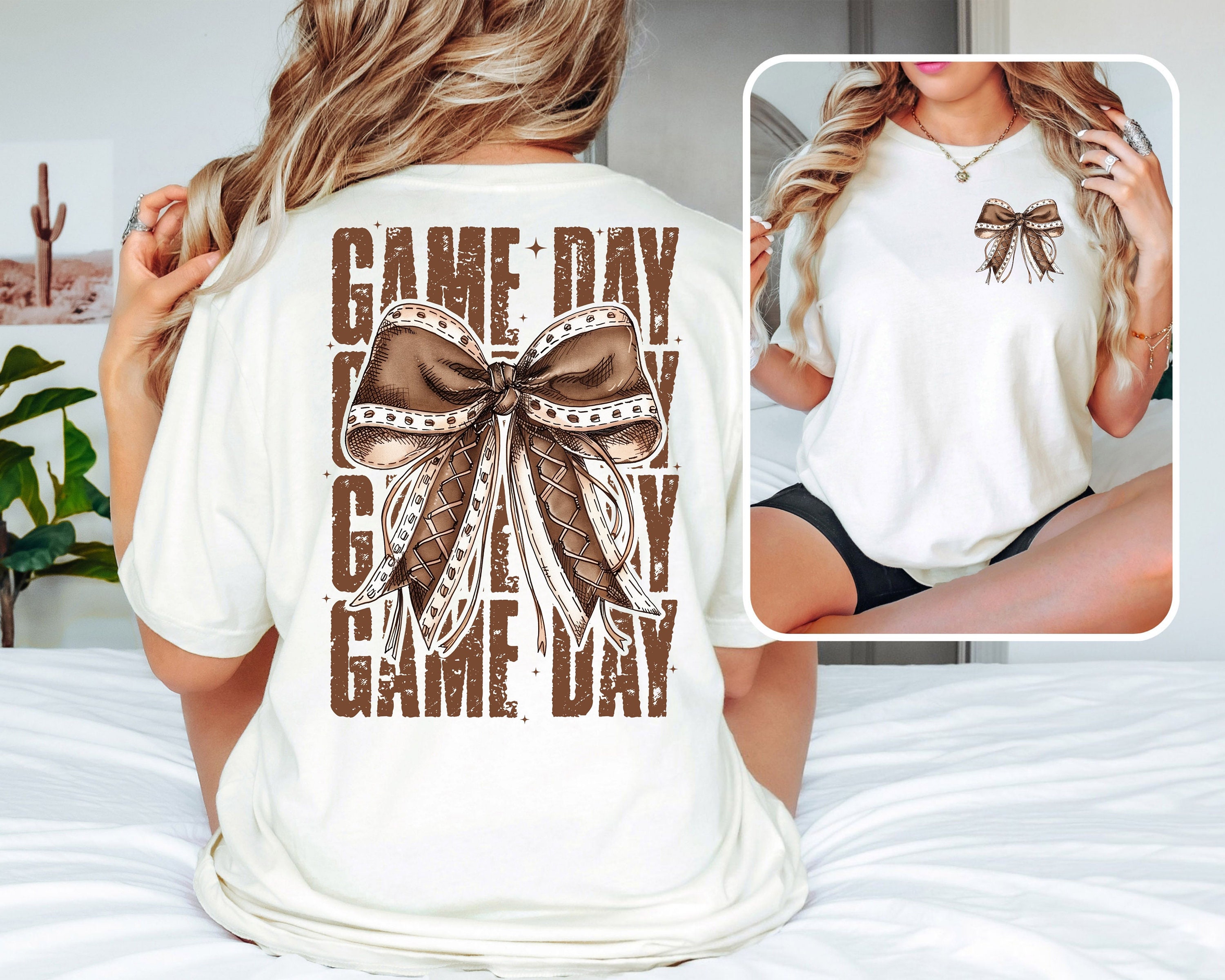 Coquette Bow Gameday Shirt, Baseball Mom Shirt,Sports Mama Gift,Preppy Aesthetic Shirts,Football Bow Shirt,Pink Coquette Shirt,Coquette Team