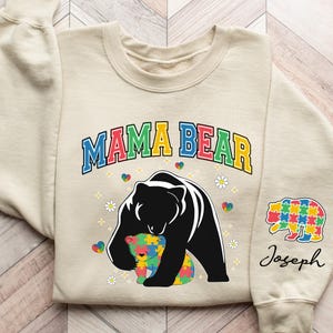 Moletom personalizado para mamãe ursa com autismo: presente de conscientização para mães heroínas