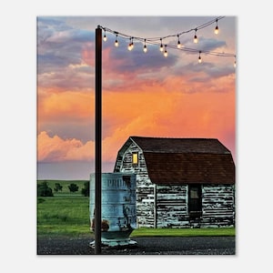 String Lights & Prairie Skies Canvas Print
