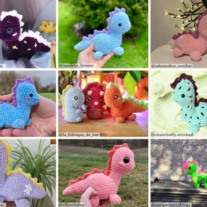 Dino Friends-bundel Amigurumi-haakpatronen zonder naaiwerk Amerikaanse voorwaarden PDF afbeelding 8