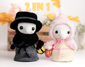 Plague Doctor and Nurse Amigurumi Crochet Patterns • US terms PDF