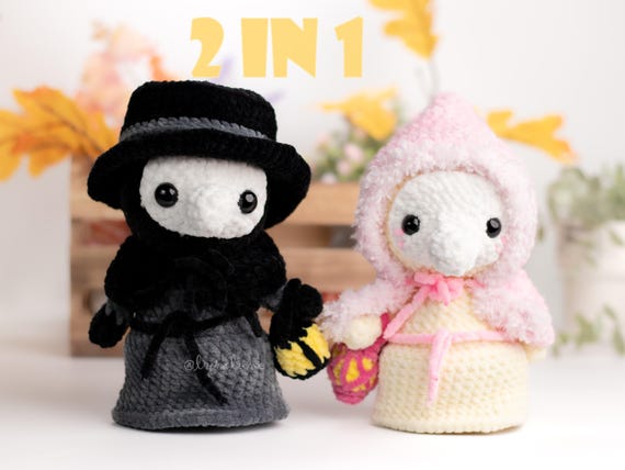 Plague Doctor and Nurse Amigurumi Halloween Crochet 2 Patterns Bundle US Terms PDF