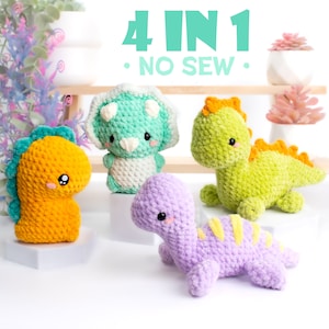 Dino Friends Bundle No Sew Amigurumi Crochet Patterns • US terms PDF