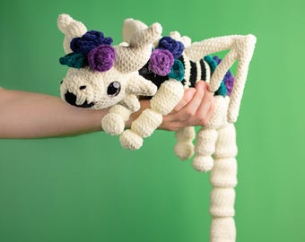 Skeletal Dragon Amigurumi Crochet Pattern • US terms PDF