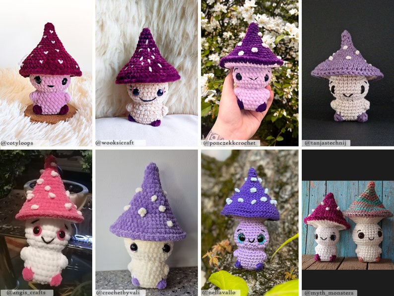 Mushroom Trio No-sew Amigurumi Crochet Pattern US terms PDF zdjęcie 10