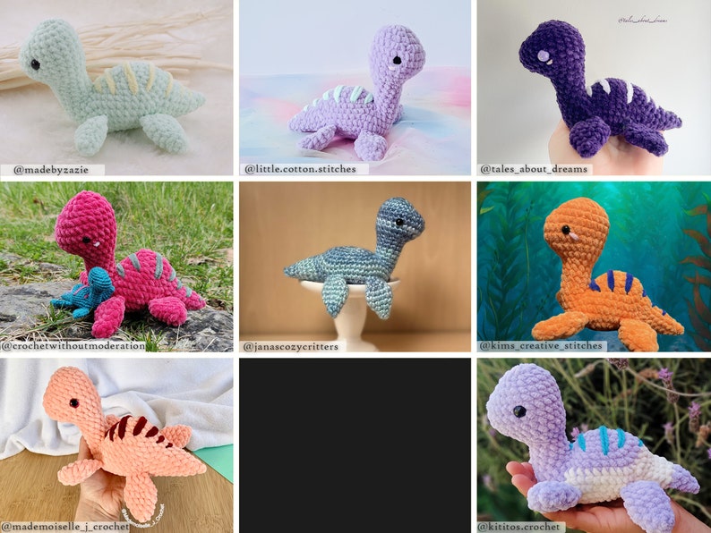 Dino Friends-bundel Amigurumi-haakpatronen zonder naaiwerk Amerikaanse voorwaarden PDF afbeelding 10