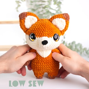 Fox Low-Sew Amigurumi Crochet Pattern • US terms PDF