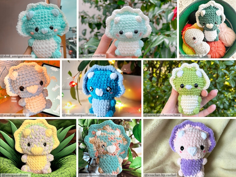 Dino Friends-bundel Amigurumi-haakpatronen zonder naaiwerk Amerikaanse voorwaarden PDF afbeelding 7