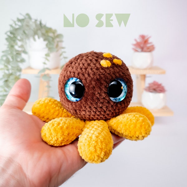 Octopus No-Sew Crochet Pattern: Sunny the Sunflower Octopus Amigurumi Pattern • US terms PDF