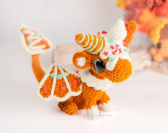 Gingerbread Dragon 2 Amigurumi Crochet Pattern US Terms PDF