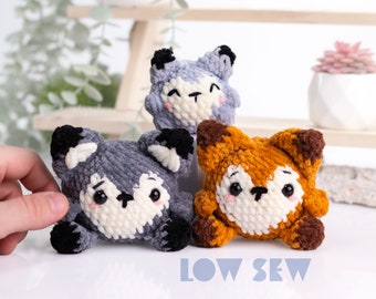 Fox Low Sew Amigurumi haakpatroon • Amerikaanse voorwaarden PDF